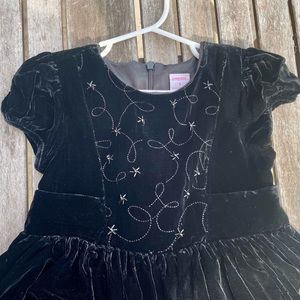 6 Gymboree Black Silk Velvet Holiday Dress Embroidered Bead Embellished Bodice